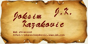 Joksim Kazaković vizit kartica